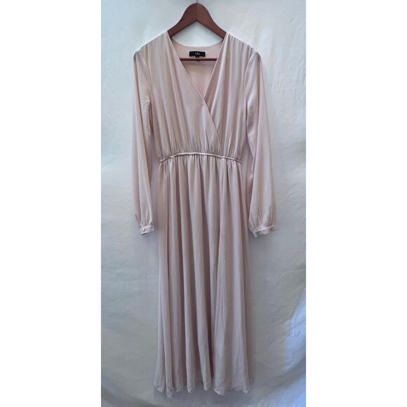 Lulus Wondrous Water Lilies Blush Pink Maxi Bridesmaid Dress Women's Size M - Picture 2 of 8